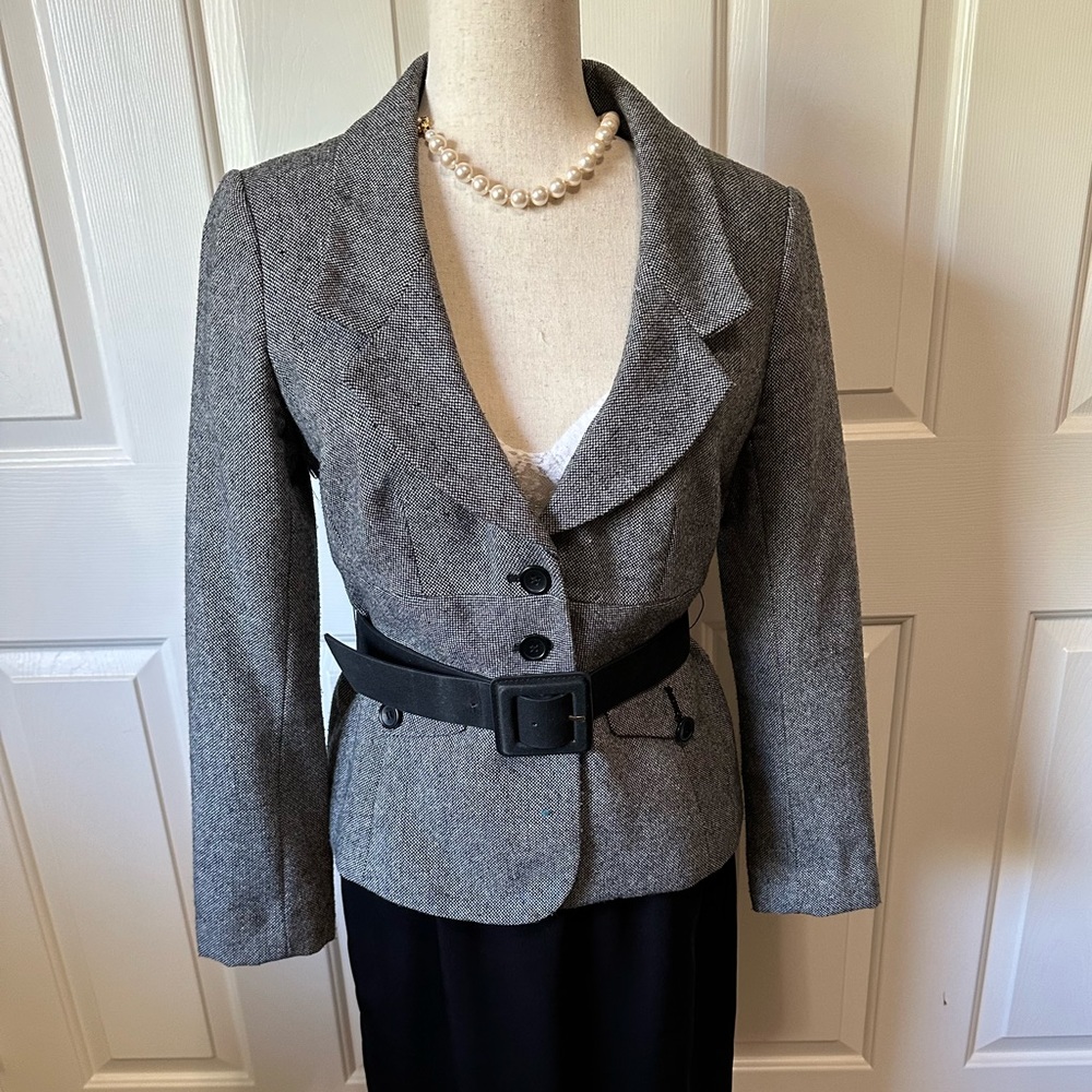 THE LIMITED | Tweed Peplum Blazer w/ Suede Belt | Size: 8